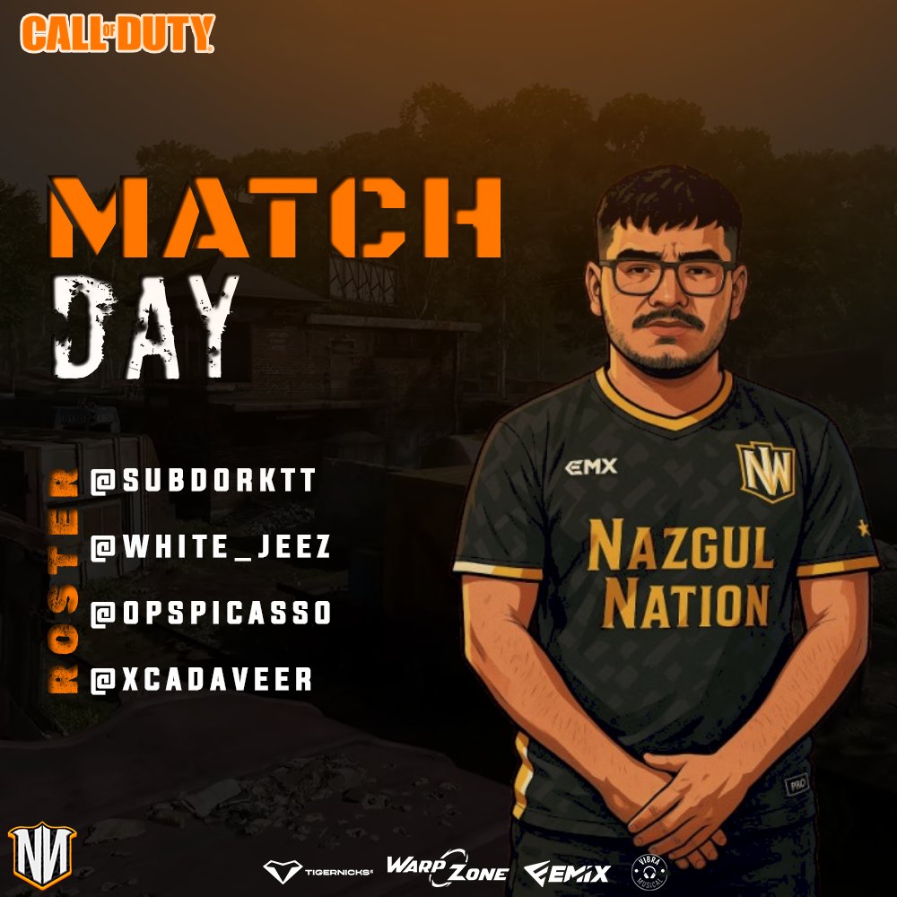 NazgulNation's tweet photo. #CallOfDuty | ¡𝐌𝐀𝐓𝐂𝐇𝐃𝐀𝐘!
🏆 | @PMI_eSports - #𝐏𝐌𝐈𝐂𝐎𝐃𝐋𝐄𝐀𝐆𝐔𝐄𝟎𝟐
🆚 | @DriFtEsports_
⏰ | 19:00h
💎𝐑𝐎𝐒𝐓𝐄𝐑
@SubdorkTT
@WHITE_jeez
@OpsPicasso
@XCadaveer
#GoNN 🧡 · #NNcod https://t.co/5XcxNlzTZY