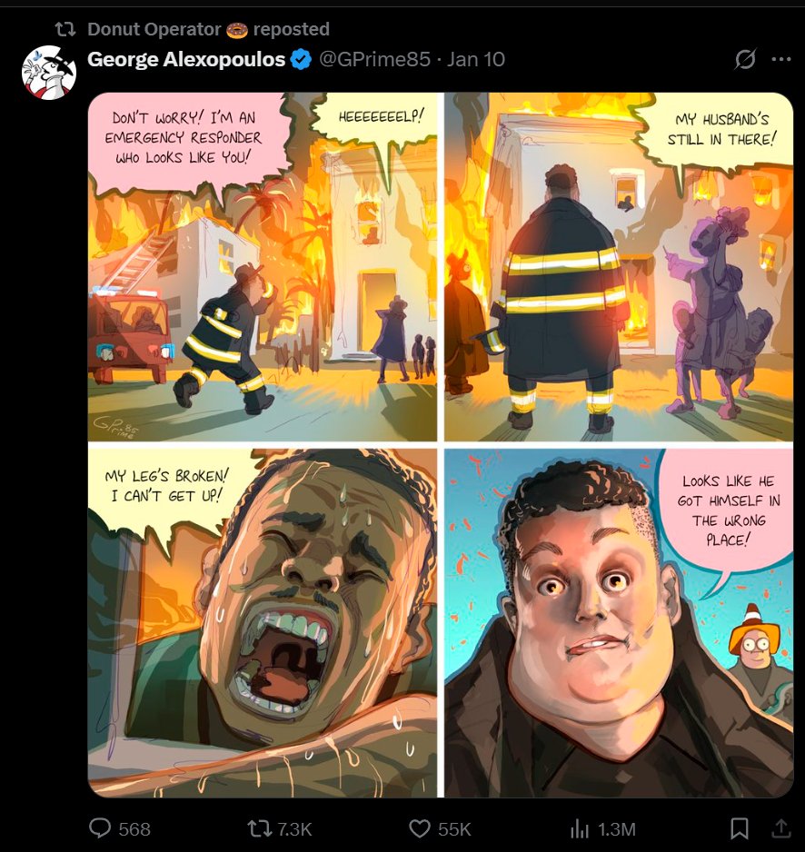 Hey <a href="/DonutOperator/">Donut Operator 🍩</a>, where are your tweets blaming Trump or <a href="/GregAbbott_TX/">Greg Abbott</a>  for the lack of preparation or response for the flood? You seemed like you had so much more to say about the California wildfires while blaming <a href="/GavinNewsom/">Gavin Newsom</a> and DEI. Would be really pathetic if you were