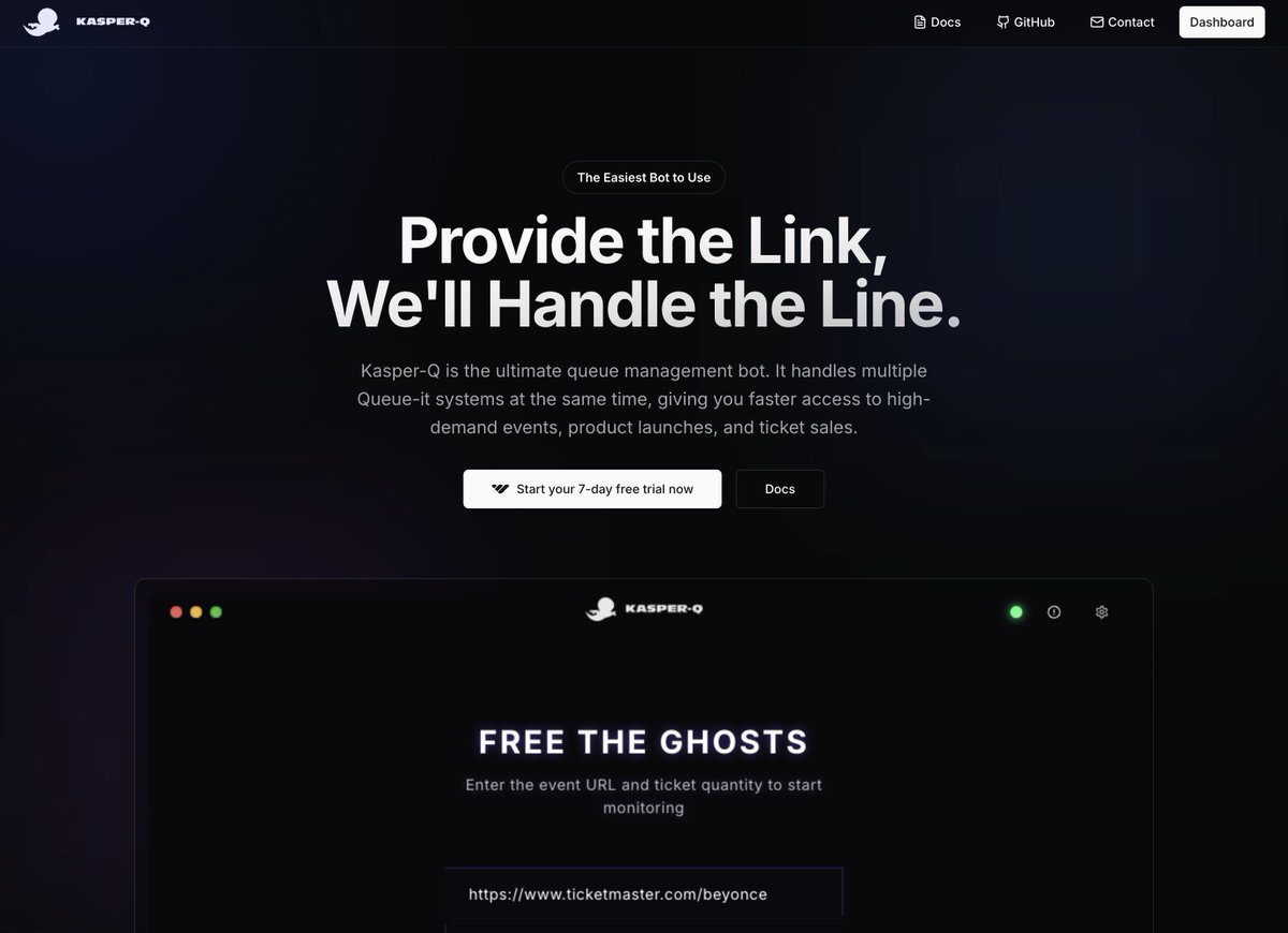 queueithandler's tweet image. 95k STAY scrambling for Stray Kids encore? Not today...👻

 Kasper-Q: paste the Weverse link, pick ticket qty, and our ghost camps every Queue-it while you nail the 5-STAR fanchant 🌟🐺

7-day free trial in bio🎟️⚡️

#QueueIt #StrayKids