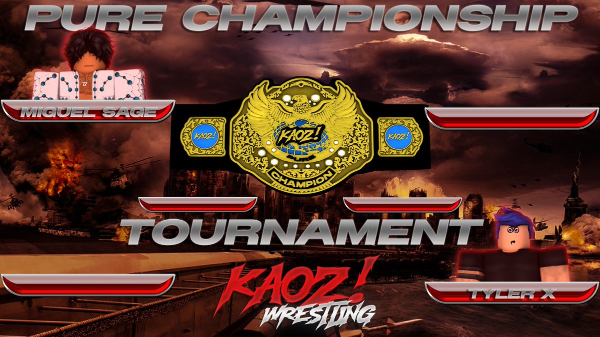 [KAOZ! Wrestling Pure Championship Tournament]
As announced yesterday, a 4-Man tournament will be held at our upcoming PPV, Super Wrestling Taisen to crown our next Pure Champion!

Miguel Sage and Tyler X have been the first two men announced, who will enter next?