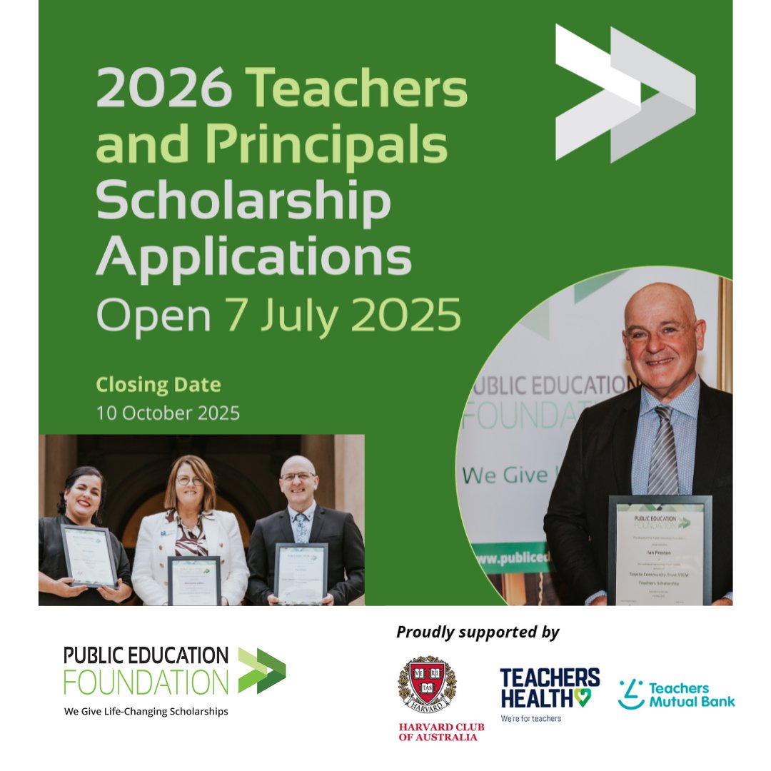 Scholarships for public school teachers and principals across Australia are now open for application! This is a great opportunity to enhance your professional development and make a lasting impact in our public schools. Don't miss out – apply today! Visit our website for details