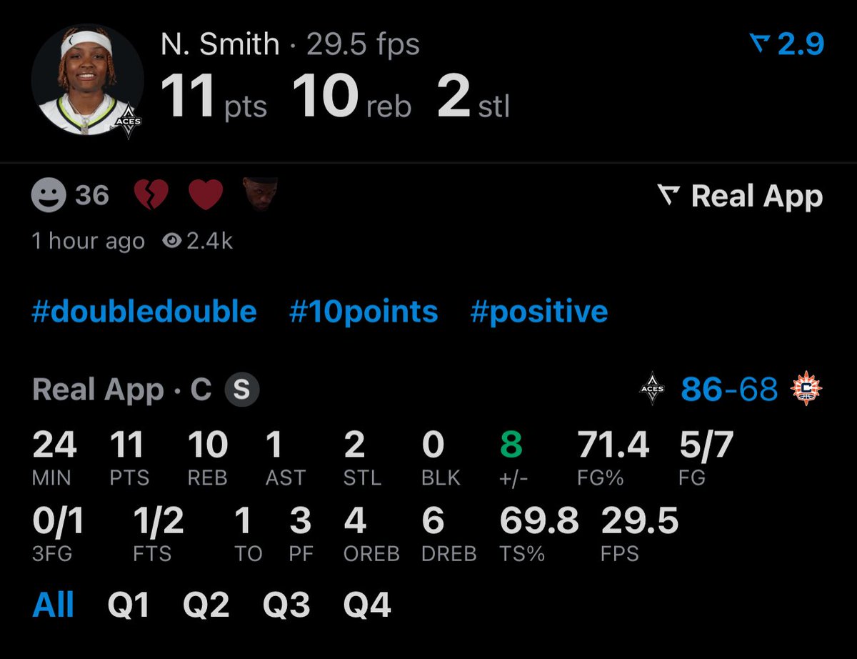 NaLyssa Smith first double-double for the Aces!