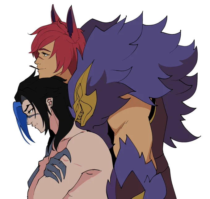 what if Sett likes to lean down on Kayn's head because of his perfect height?