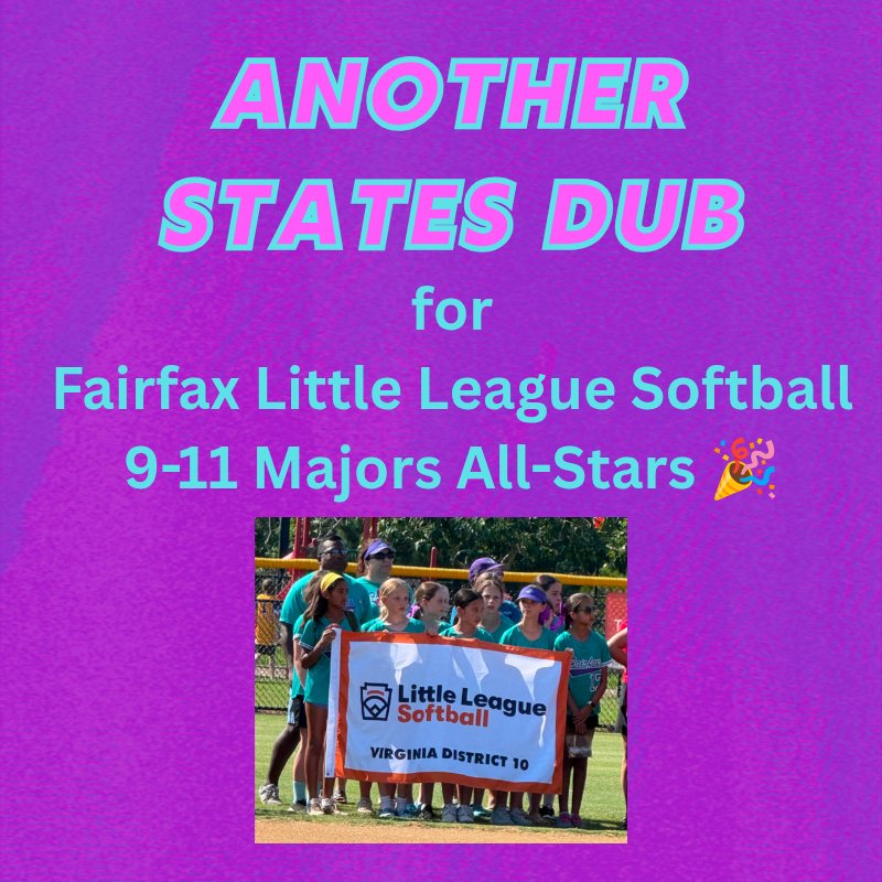 Fairfax Little League (@fxll) on Twitter photo States DUB number 2 for <a href="/FXLL/">Fairfax Little League</a> Softball 9-11s 💪 Congrats, Fairfax Fire!
Final game of pool play tomorrow at 9am vs. local D4- McLean Little League Softball in Yorktown.
#fairfaxlittleleagueallstars2025 States DUB number 2 for <a href="/FXLL/">Fairfax Little League</a> Softball 9-11s 💪 Congrats, Fairfax Fire!
Final game of pool play tomorrow at 9am vs. local D4- McLean Little League Softball in Yorktown.
#fairfaxlittleleagueallstars2025