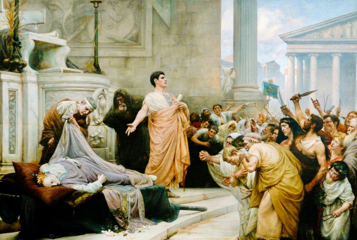 VGrainger's tweet image. “I read #Shakespeare’s #JuliusCaesar at the age of 10 & I think that it really set the direction of my future life & my interests; everything that I myself would try to be as a writer” #HilaryMantel🌹
🎨Antony's Oration Caesar's Funeral #GeorgeEdwardRobertson| #NickLord portrait