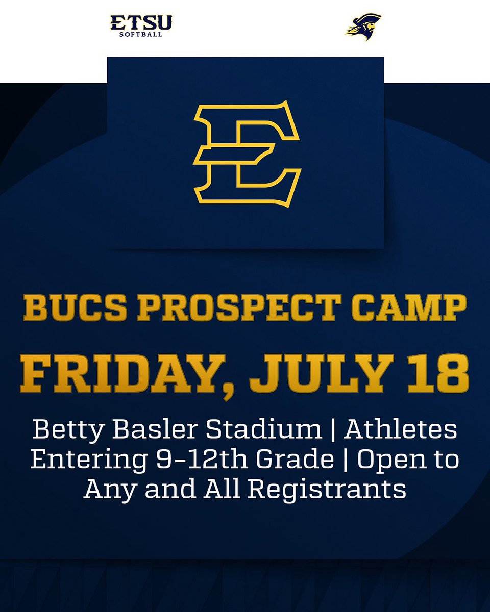 New Summer Camp! ☀️🍉⛱️

ETSU Softball is excited to hold a one day summer prospect camp on Friday, July 18th! 👀 you there! 

Visit bucssoftballcamps.com to register! 

#BeGreat | #DEEP ⚓️