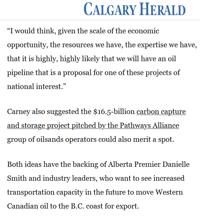 Pretending that the barrier to the Pathways project is federal approval is not helping anyone. The barrier is simple: if emissions reduction isn't existential, or if average GHG costs aren't well above today's levels, it won't happen unless gov't pays for almost all of it.