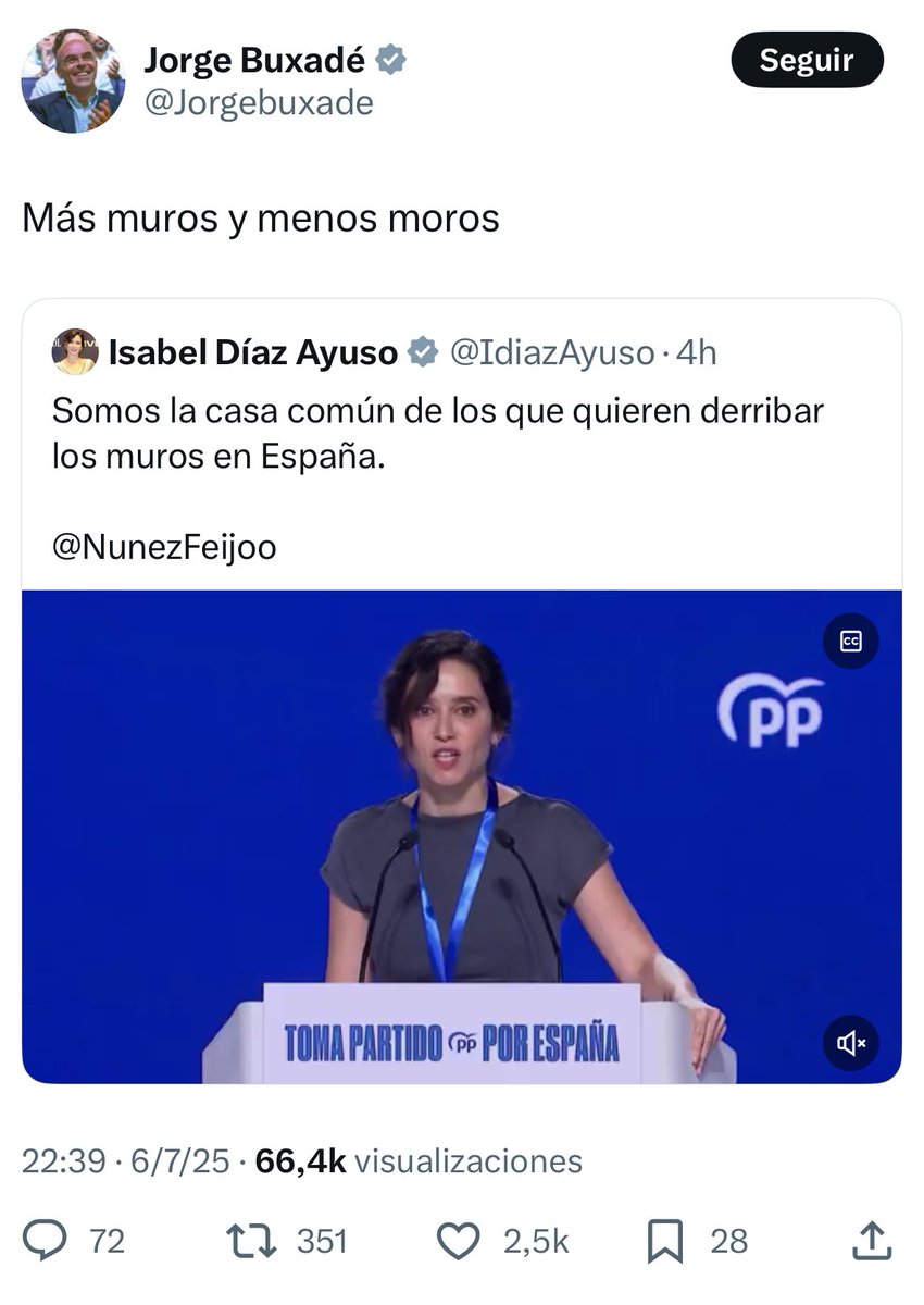 Buxadé (y Vox), la otra cara del sanchismo. Una política de división y enfrentamiento constante, xenofobia aparte.

«Más muros y menos moros». En su cabeza sonaba espectacular. Qué barbaridad, qué bochorno.