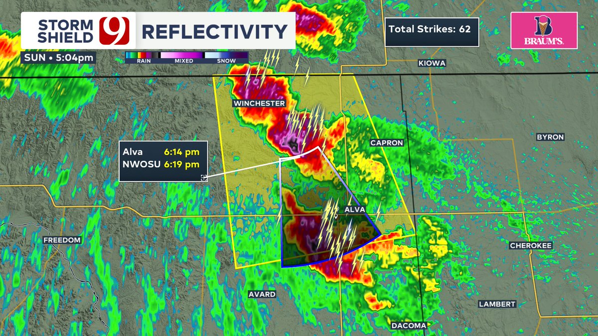 Severe Thunderstorm Warning for Woods county until 5:30 PM - 60 mph gusts and quarter size hail possible. #okwx