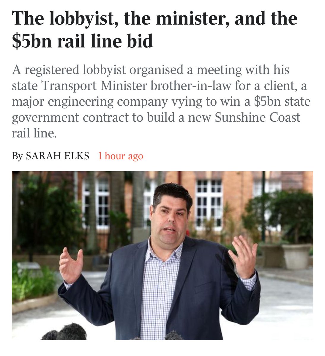 More integrity questions raised about the Crisafulli Government 

New reports expose questions about a Government Minister, his lobbyist brother-in-law and the lobbyist’s client seeking a lucrative government construction contract …