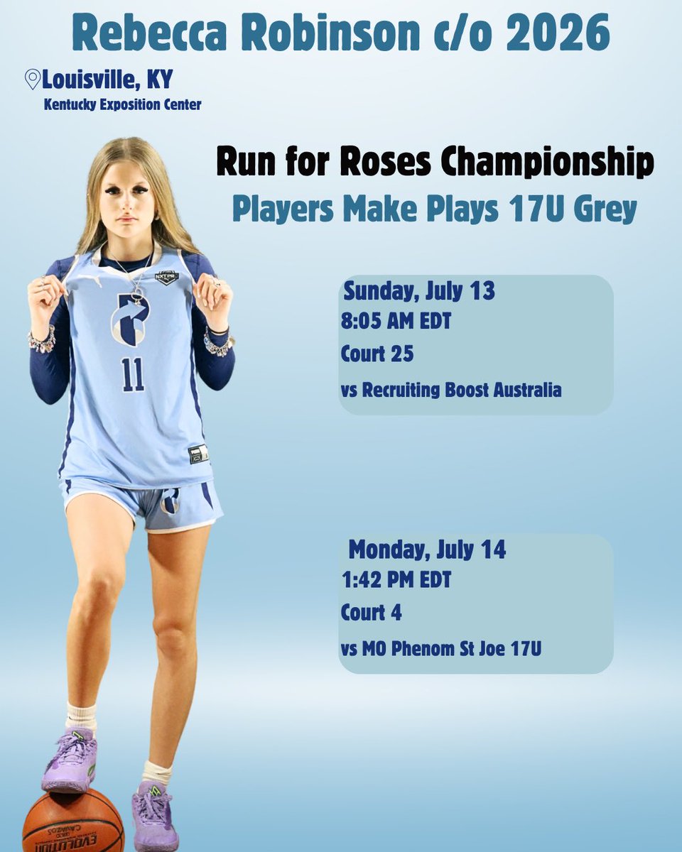 Rebecca Robinson (@becca11robinson) on Twitter photo Ready for Kentucky <a href="/TFNsRun4Roses/">TFN's Run 4 Roses</a> #RunforRosesClassic & #RunforRosesChampionship with <a href="/pmpgirlsbball/">Players Make Plays (PMP) Girls Basketball</a> <a href="/PMPGREY/">CoachC</a> <a href="/realcoachc4/">Coach C</a> <a href="/slkbasketball/">Steele Girls Bball</a> Ready for Kentucky <a href="/TFNsRun4Roses/">TFN's Run 4 Roses</a> #RunforRosesClassic & #RunforRosesChampionship with <a href="/pmpgirlsbball/">Players Make Plays (PMP) Girls Basketball</a> <a href="/PMPGREY/">CoachC</a> <a href="/realcoachc4/">Coach C</a> <a href="/slkbasketball/">Steele Girls Bball</a>