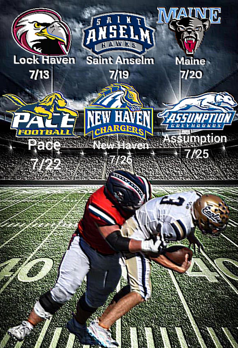 Ryan Healey (@ryan_healey001) on Twitter photo July Camp Schedule! Can't wait to dominate!!!
<a href="/stephenson_mcc/">McCormick Stephenson</a> <a href="/jamesohagan285/">James O'Hagan</a> <a href="/PBrown_2/">Pushaun Brown</a> <a href="/CoachStevensFB/">Jordan Stevens</a> <a href="/CoachMikeDay/">Michael Day</a> <a href="/Coach_Tafe1/">Shawn Tafe</a> <a href="/Coach_Bick/">Joe Bick</a> <a href="/EvanEastburn/">Evan Eastburn</a> <a href="/CoachChadWalker/">Chad Walker</a> <a href="/CoachRodrckPlum/">Roderick Plummer</a> <a href="/CoachPTB/">Paul T. Bachia</a> <a href="/CoachCGD/">Conor Gilmartin-Donohue</a> <a href="/coachpetite/">Jeri Petite Jr</a> <a href="/CoachJBattaglia/">Coach Joe Battaglia</a> <a href="/CoachMattSully/">Matt Sullivan</a> <a href="/JaredSmithFB/">Jared Smith</a> July Camp Schedule! Can't wait to dominate!!!
<a href="/stephenson_mcc/">McCormick Stephenson</a> <a href="/jamesohagan285/">James O'Hagan</a> <a href="/PBrown_2/">Pushaun Brown</a> <a href="/CoachStevensFB/">Jordan Stevens</a> <a href="/CoachMikeDay/">Michael Day</a> <a href="/Coach_Tafe1/">Shawn Tafe</a> <a href="/Coach_Bick/">Joe Bick</a> <a href="/EvanEastburn/">Evan Eastburn</a> <a href="/CoachChadWalker/">Chad Walker</a> <a href="/CoachRodrckPlum/">Roderick Plummer</a> <a href="/CoachPTB/">Paul T. Bachia</a> <a href="/CoachCGD/">Conor Gilmartin-Donohue</a> <a href="/coachpetite/">Jeri Petite Jr</a> <a href="/CoachJBattaglia/">Coach Joe Battaglia</a> <a href="/CoachMattSully/">Matt Sullivan</a> <a href="/JaredSmithFB/">Jared Smith</a>