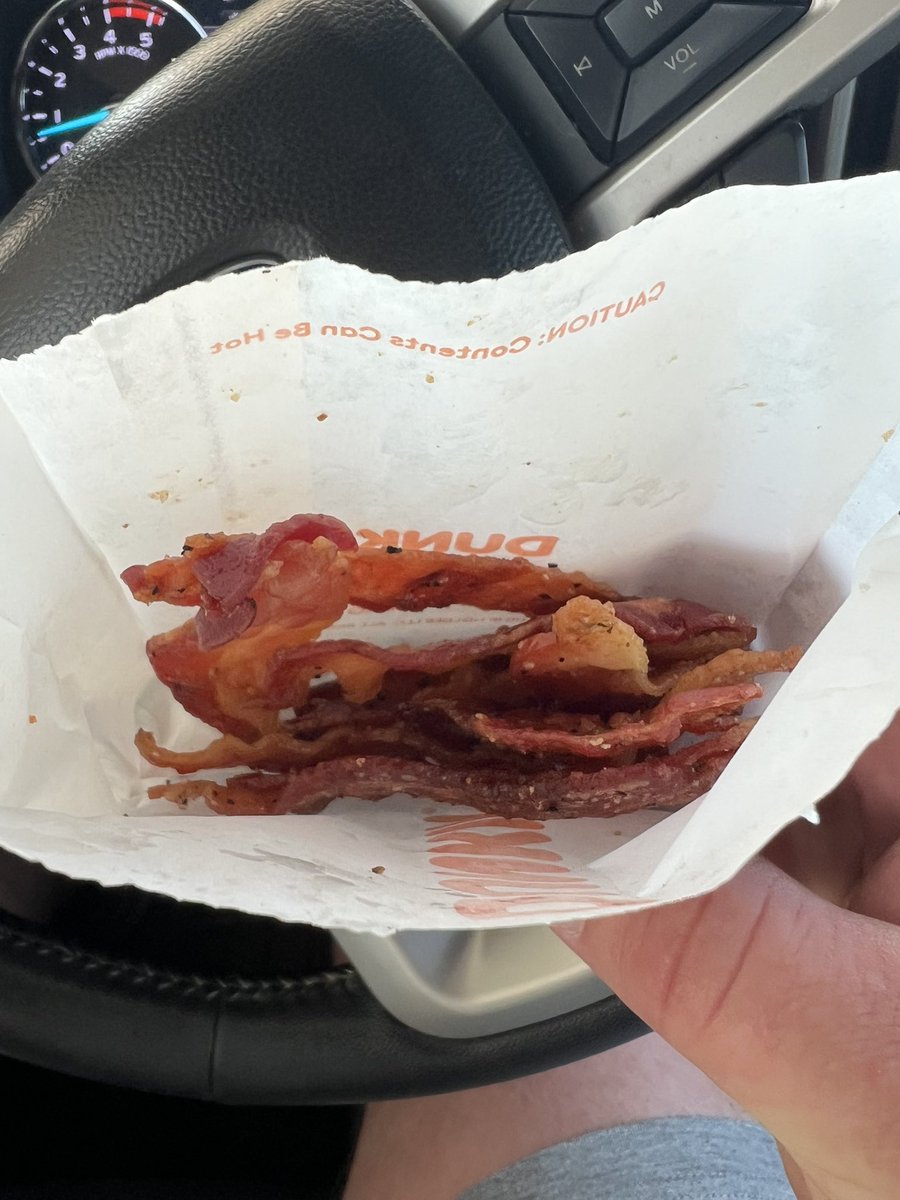 Someone at <a href="/dunkindonuts/">Dunkin'</a> said “bro let’s just making snack bacon and sell it” 😝