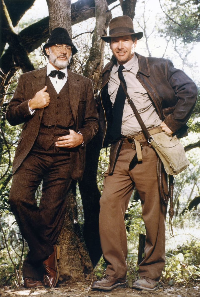 GatoFantastico1's tweet image. Sean Connery and Harrison Ford on the set of Indiana Jones and the Last Crusade