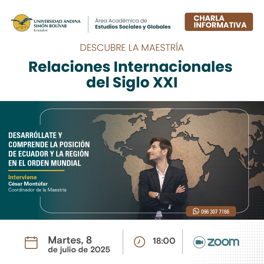 Universidad Andina (@uasbecuador) on Twitter photo ๐๐ ยฟCรณmo entender el nuevo orden mundial desde Amรฉrica Latina?
Conรฉctate a la charla informativa de la ๐ ๐ฎ๐ฒ๐๐๐ฟ๐ถฬ๐ฎ ๐ฒ๐ป ๐ฅ๐ฒ๐น๐ฎ๐ฐ๐ถ๐ผ๐ป๐ฒ๐ ๐๐ป๐๐ฒ๐ฟ๐ป๐ฎ๐ฐ๐ถ๐ผ๐ป๐ฎ๐น๐ฒ๐ ๐ฑ๐ฒ๐น ๐ฆ๐ถ๐ด๐น๐ผ ๐ซ๐ซ๐ y descubre cรณmo este programa analiza las transformaciones globales, las ๐๐ ยฟCรณmo entender el nuevo orden mundial desde Amรฉrica Latina?
Conรฉctate a la charla informativa de la ๐ ๐ฎ๐ฒ๐๐๐ฟ๐ถฬ๐ฎ ๐ฒ๐ป ๐ฅ๐ฒ๐น๐ฎ๐ฐ๐ถ๐ผ๐ป๐ฒ๐ ๐๐ป๐๐ฒ๐ฟ๐ป๐ฎ๐ฐ๐ถ๐ผ๐ป๐ฎ๐น๐ฒ๐ ๐ฑ๐ฒ๐น ๐ฆ๐ถ๐ด๐น๐ผ ๐ซ๐ซ๐ y descubre cรณmo este programa analiza las transformaciones globales, las