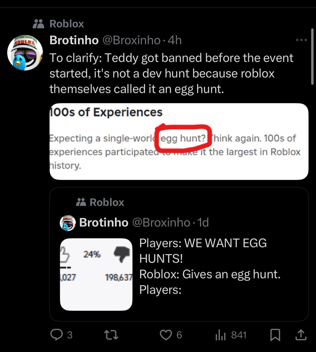 BLOX's tweet image. This dude’s entire page is just ragebaiting about The Hatch 😭