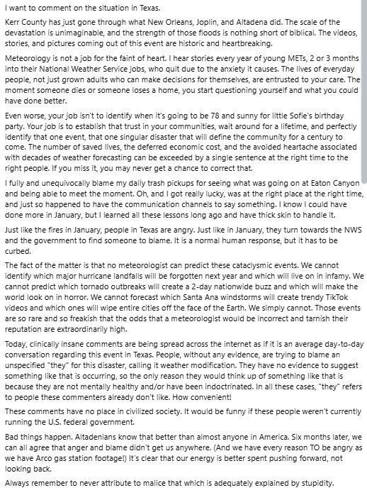 My comments on the situation in Texas as a meteorologist whose own town was leveled in a natural disaster: