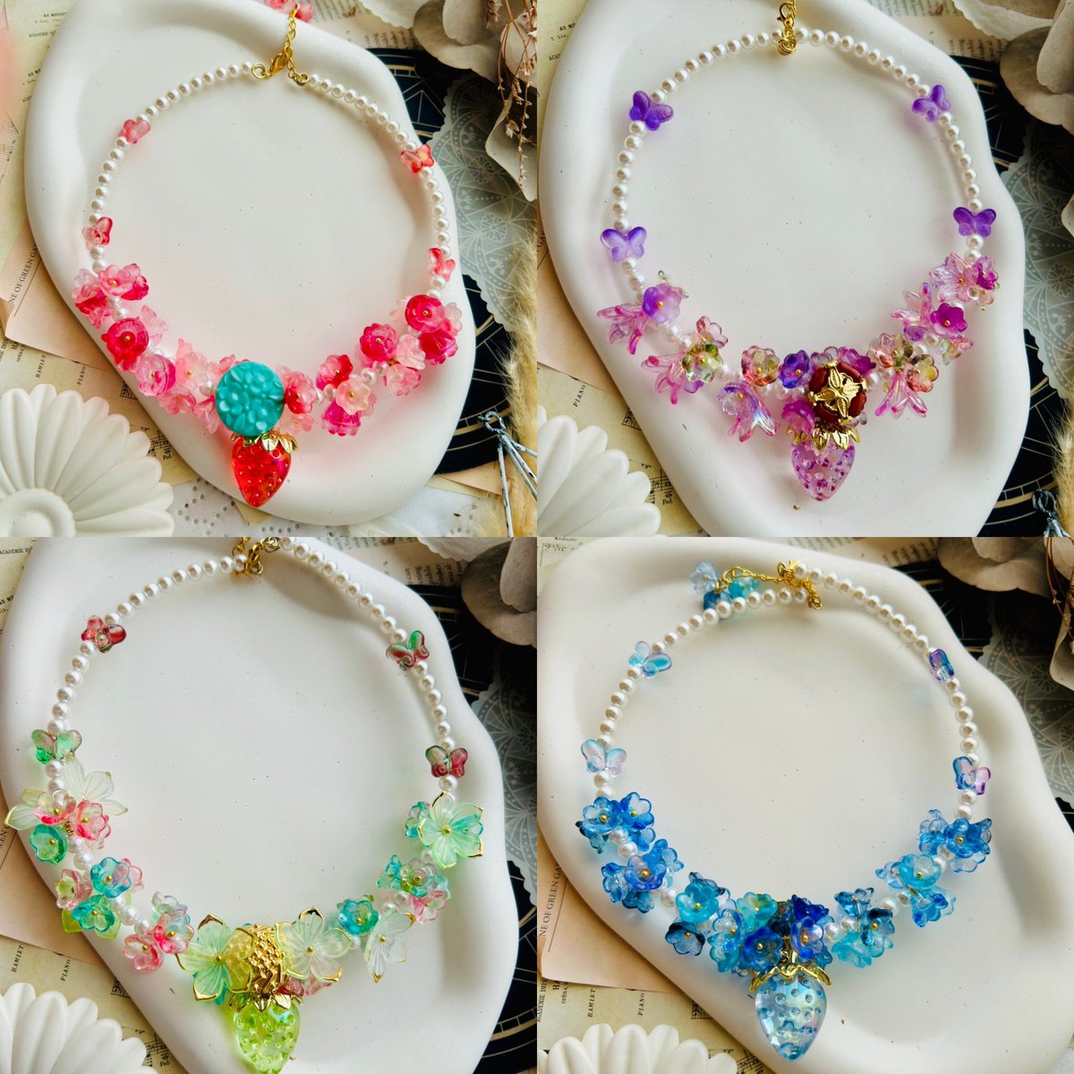 ネックレスを沢山作りましたー！
いちご中心🍓に前回分も載せてます^_^
#ハンドメイド作家発掘大作戦 
#ハンドメイド作品