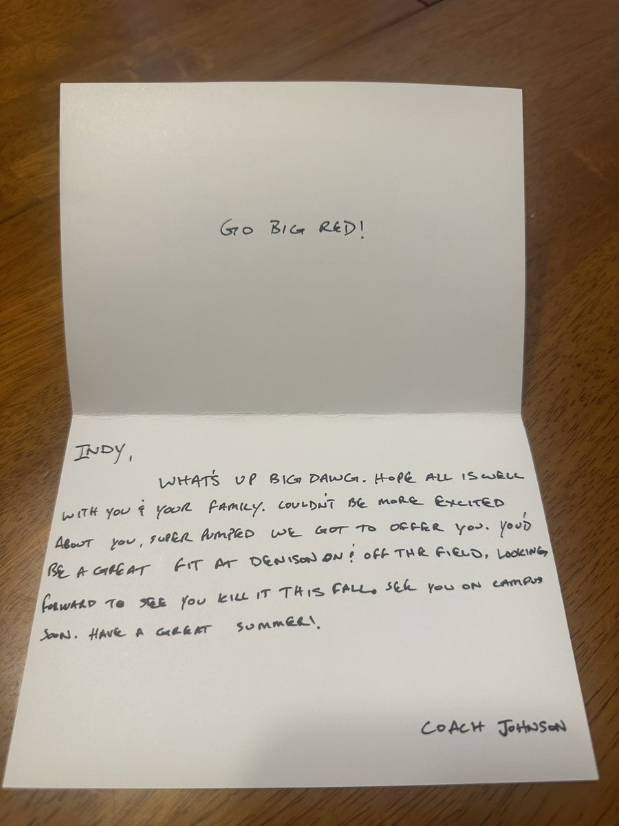 Indiana Groskopf (@indianagroskopf) on Twitter photo Thank you to <a href="/coachjo51/">Jovon Johnson</a> for the letter! Canโt wait to visit campus soon! Go Big Red!
<a href="/coachhatem/">Jack Hatem</a> <a href="/DUFootball/">Denison Football</a> <a href="/MoellerFootball/">Archbishop Moeller Football</a> <a href="/LetsGoBigMoe/">Moeller Crusaders</a> <a href="/Coach_B10/">Bert Bathiany V</a> <a href="/CoachNickSharp/">Nick Sharp</a> <a href="/davidguck3/">David Guck</a> <a href="/Toepfer_J44/">Joe Toepfer</a> <a href="/CoachGray70/">Chris Gray</a> Thank you to <a href="/coachjo51/">Jovon Johnson</a> for the letter! Canโt wait to visit campus soon! Go Big Red!
<a href="/coachhatem/">Jack Hatem</a> <a href="/DUFootball/">Denison Football</a> <a href="/MoellerFootball/">Archbishop Moeller Football</a> <a href="/LetsGoBigMoe/">Moeller Crusaders</a> <a href="/Coach_B10/">Bert Bathiany V</a> <a href="/CoachNickSharp/">Nick Sharp</a> <a href="/davidguck3/">David Guck</a> <a href="/Toepfer_J44/">Joe Toepfer</a> <a href="/CoachGray70/">Chris Gray</a>
