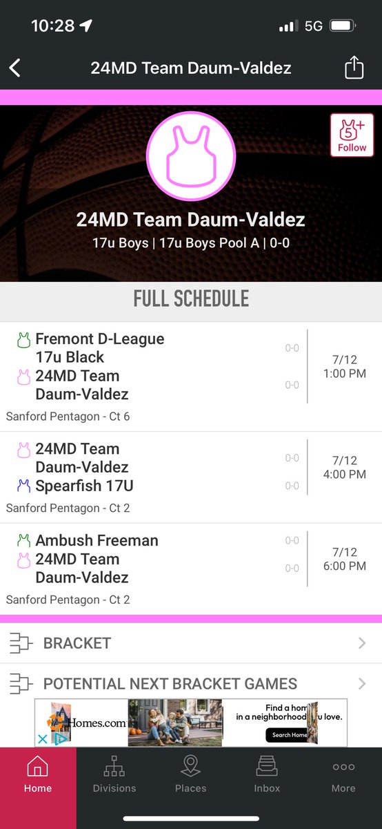 Next wknd 17U boy’s schedule