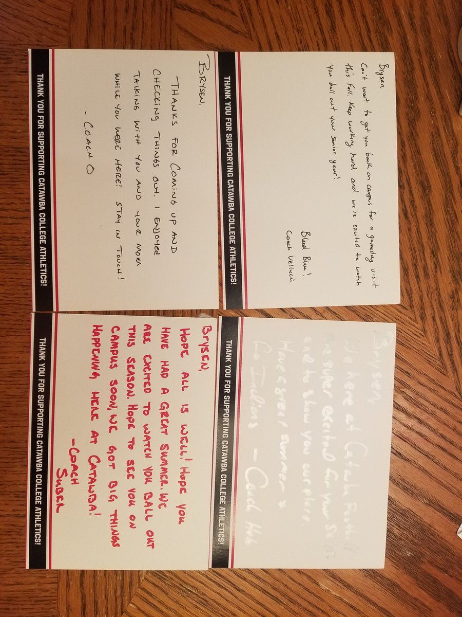 Brysen Ginn- LB/Edge #33 (@brysenginn) on Twitter photo Thank you to all the coaches at <a href="/CatawbaFootball/">Catawba Football</a> who wrote to me. I really appreciate all the thought that went into the letters. Looking forward to getting back on campus. <a href="/Coach_BCollins/">Brian Collins</a> <a href="/tyhaines16/">Tyler Haines</a> <a href="/Coach_Overman/">Tee Overman</a> <a href="/Coach_Suber/">Bryce Suber</a> <a href="/CoachVellucci/">Jake Vellucci</a> <a href="/CoachKhub/">Khanis Hubbard</a> Thank you to all the coaches at <a href="/CatawbaFootball/">Catawba Football</a> who wrote to me. I really appreciate all the thought that went into the letters. Looking forward to getting back on campus. <a href="/Coach_BCollins/">Brian Collins</a> <a href="/tyhaines16/">Tyler Haines</a> <a href="/Coach_Overman/">Tee Overman</a> <a href="/Coach_Suber/">Bryce Suber</a> <a href="/CoachVellucci/">Jake Vellucci</a> <a href="/CoachKhub/">Khanis Hubbard</a>
