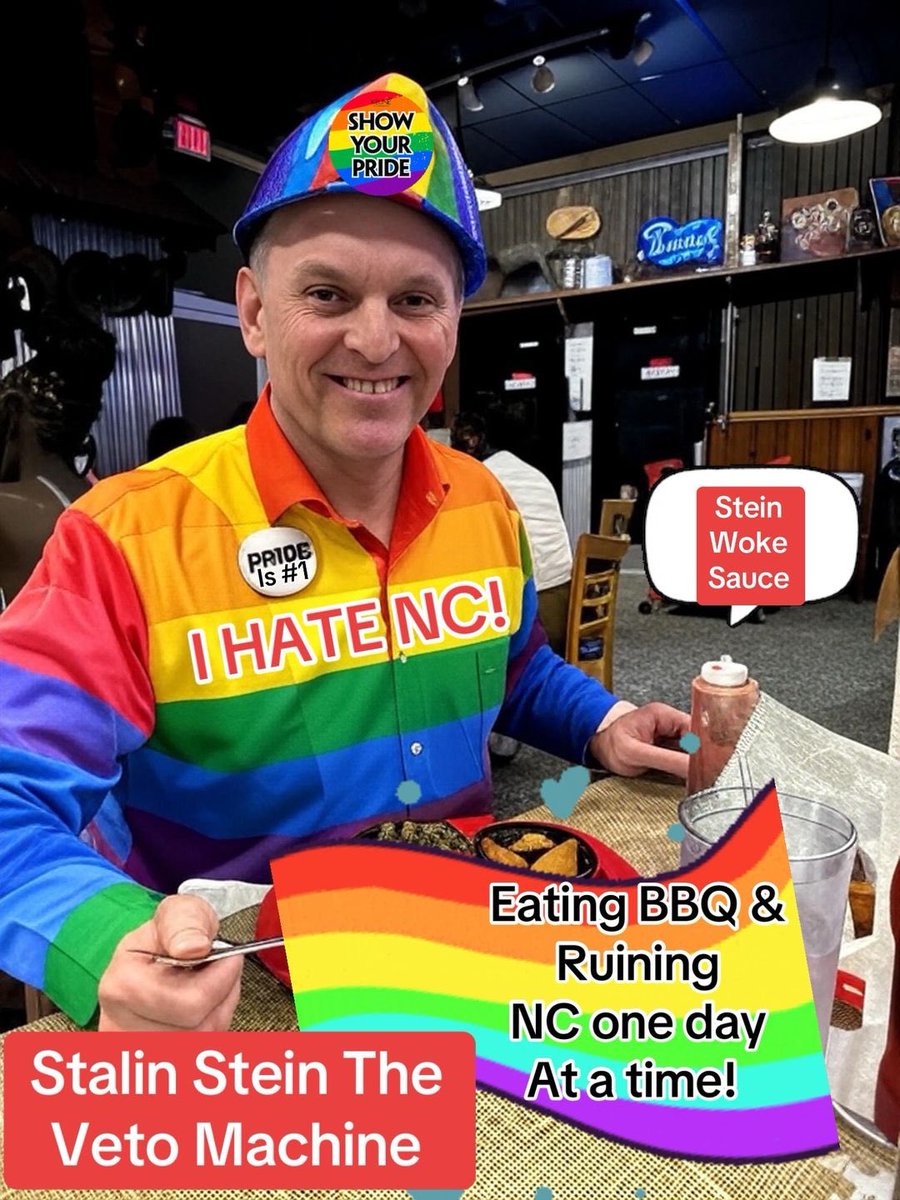 GodWins48's tweet photo. Yep! I’m a meanie… but I don’t really care!!! Still NOT my Governor!!! #StalinStein #PrideOverNC #NCGovernorClownShow #Installed #NCisRED https://t.co/uxjxLjOisq