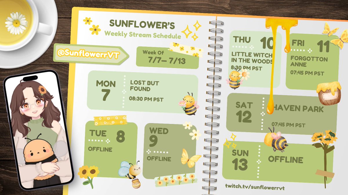 SunflowerrVT's tweet image. this week&apos;s schedule!