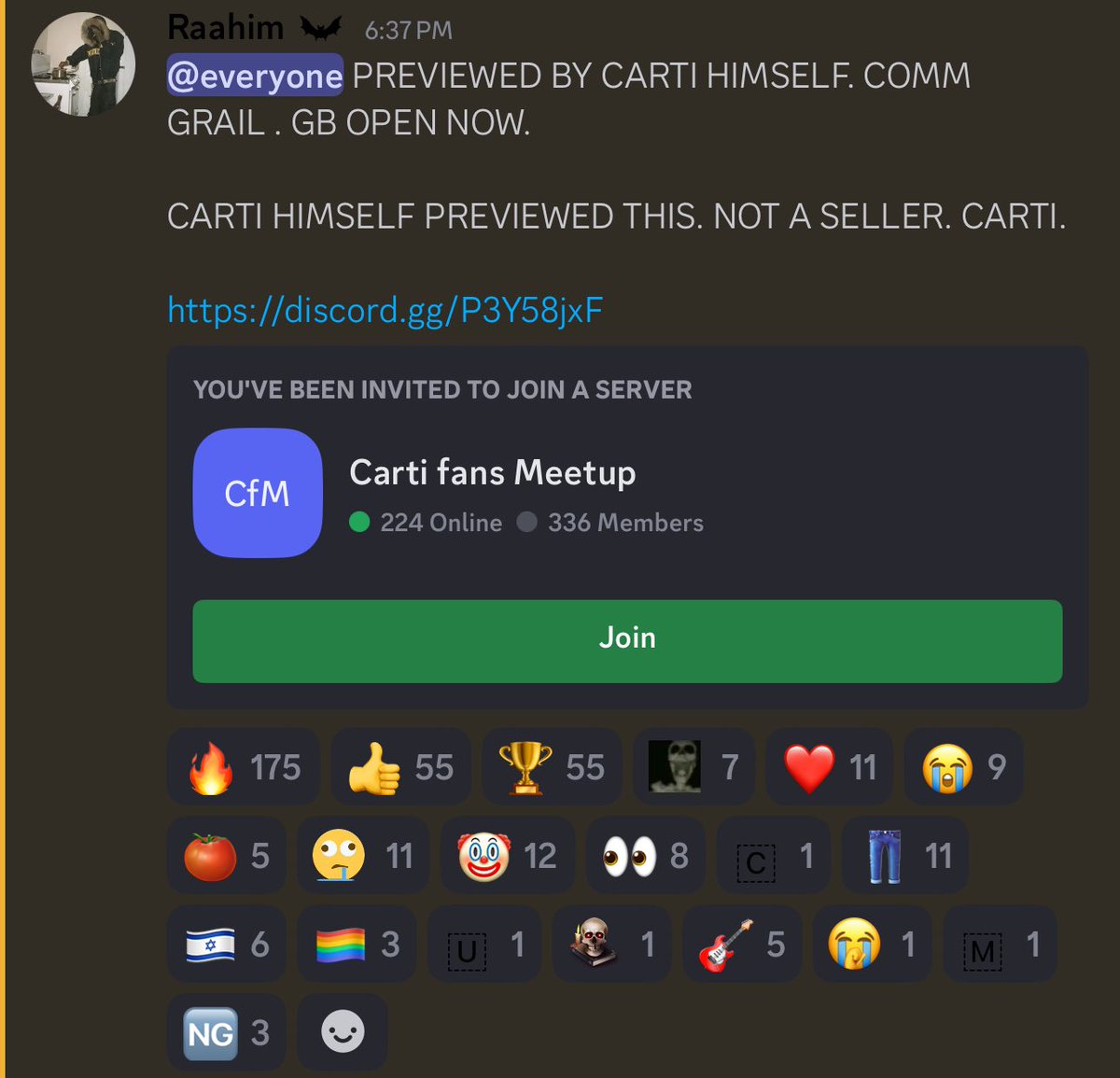 unsn_'s tweet image. 🚨 GRAIL PLAYBOI CARTI GROUP BUY, OPEN NOW
PREVIEWED BY CARTI HIMSELF