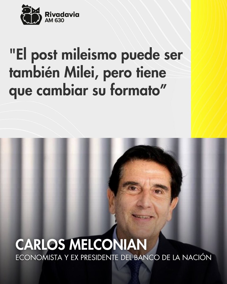 Radio Rivadavia (@rivadavia630) on Twitter photo 🗣️Carlos Melconian, economista y ex presidente del Banco de la Nación, habló con <a href="/willykohan/">Willy Kohan</a> en #SomosNosotros.
👉🏻 Además agregó: "Estamos yendo a una elección en la que el presidente venia de la televisión y ahora no tiene rivales".
#Rivadavia630 🗣️Carlos Melconian, economista y ex presidente del Banco de la Nación, habló con <a href="/willykohan/">Willy Kohan</a> en #SomosNosotros.
👉🏻 Además agregó: "Estamos yendo a una elección en la que el presidente venia de la televisión y ahora no tiene rivales".
#Rivadavia630