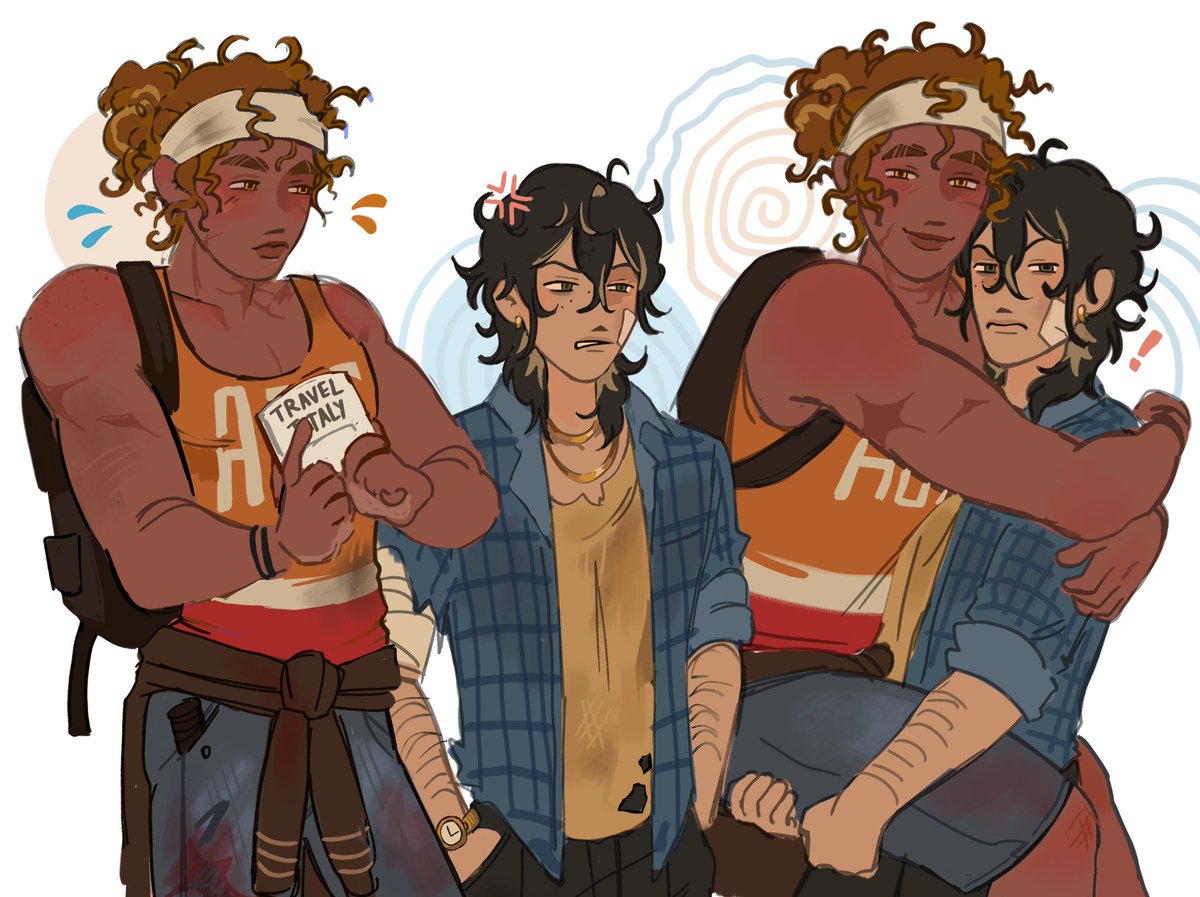gellyplanet's tweet image. i don't post in this style very often but here's some zombie apocalypse ocs I made with @doodlelyfe_1
#OCS