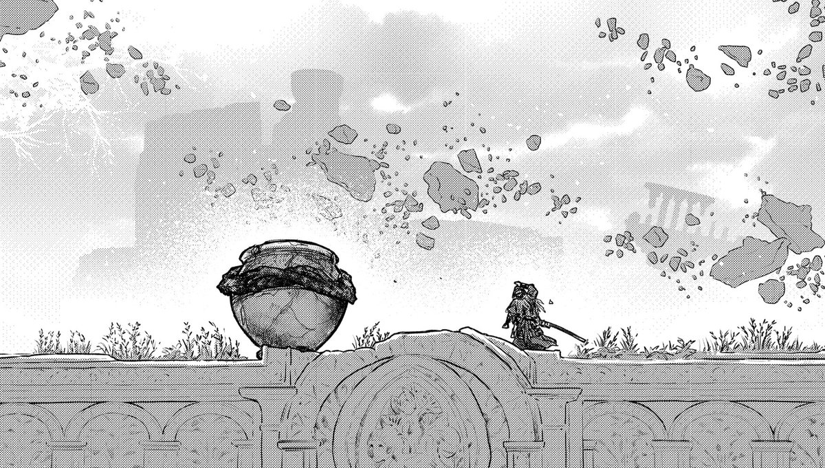 告知遅れましたが『ELDEN RING 遠き狭間の物語』最新話が先日より公開されてます！
長らくお付き合いいただいたアレキサンダー編ついに完結🏺熱い熱い武者修行の旅の終わりを見届けて、最後の一撃はぜひゲーム本編のイベントで。
次回更新は続話の執筆準備のため休載をいただきます🙇
#ELDENRING
