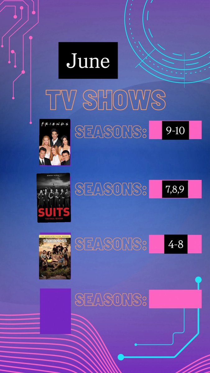 June books, songs, &amp; shows! (No movies this month) 🩵