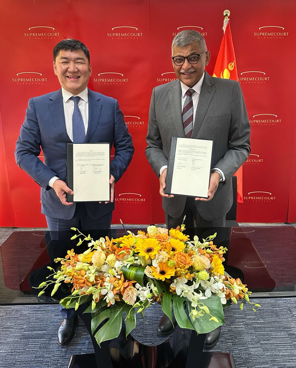 On 4 Jul 2025, the Supreme Court of Singapore and the Supreme Court of Mongolia signed a Memorandum of Understanding (MOU) to deepen bilateral judicial cooperation. The MOU was formalised following a meeting between Chief Justice Sundaresh Menon and Chief Justice Ganzorig Damdin