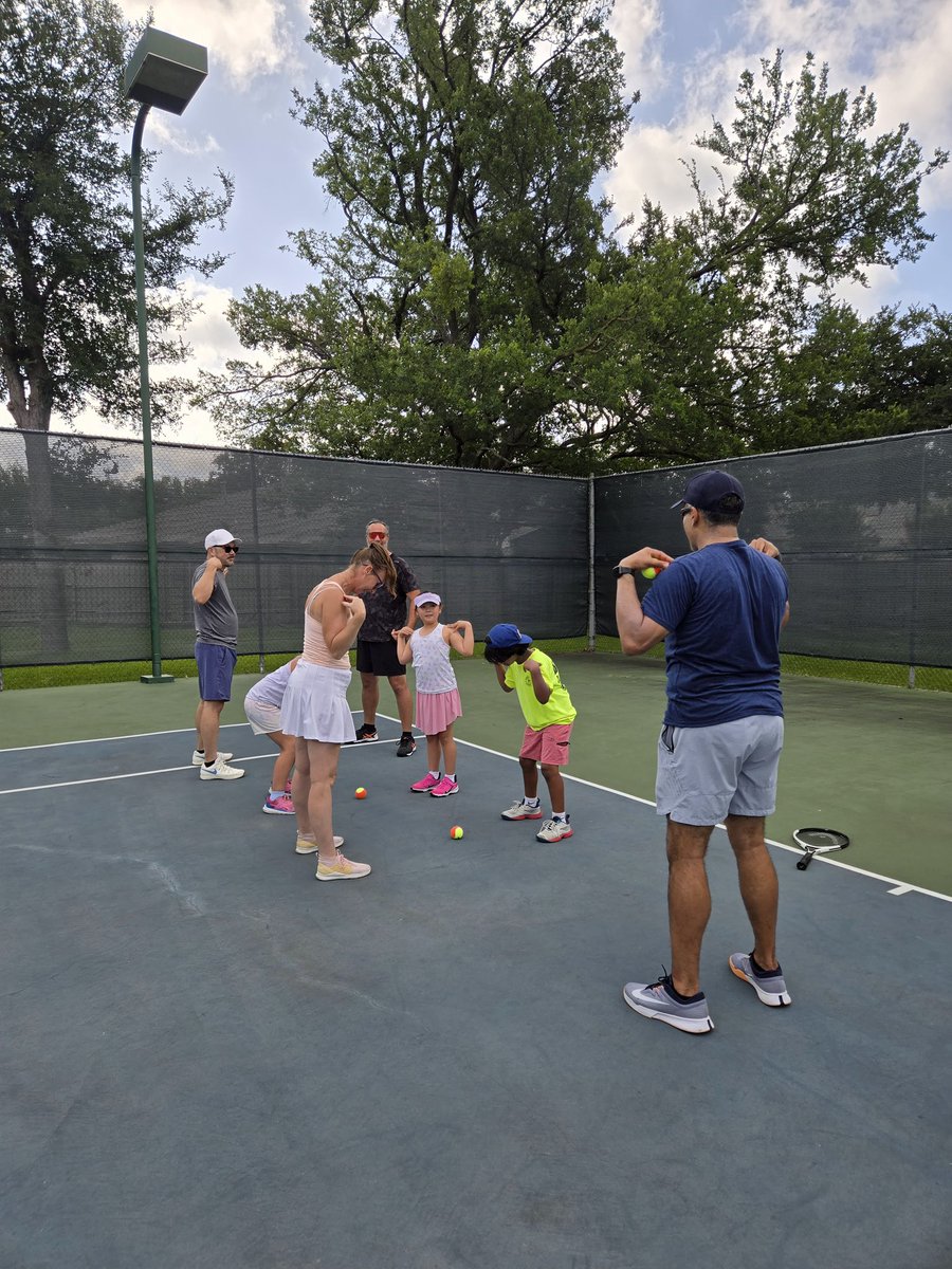 Organized a tennis play date at home a few weeks ago. I love kids playing tennis and will do what I can to further that. The pool and weather helped, of course! Great work, <a href="/Manika_AT/">Manika Anand T</a> with the warm ups!