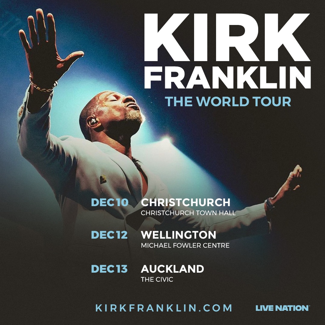 Live Nation New Zealand (@livenationnz) on Twitter photo 20-time GRAMMY® Award winner <a href="/kirkfranklin/">Kirk Franklin</a> is heading to Aotearoa this December for his debut tour of the region! 🙌
📍 Christchurch, Wellington, Auckland
Presales from Wed 9 Jul, 12pm
Register for presale access → lvntn.com/KFNZtix25 20-time GRAMMY® Award winner <a href="/kirkfranklin/">Kirk Franklin</a> is heading to Aotearoa this December for his debut tour of the region! 🙌
📍 Christchurch, Wellington, Auckland
Presales from Wed 9 Jul, 12pm
Register for presale access → lvntn.com/KFNZtix25