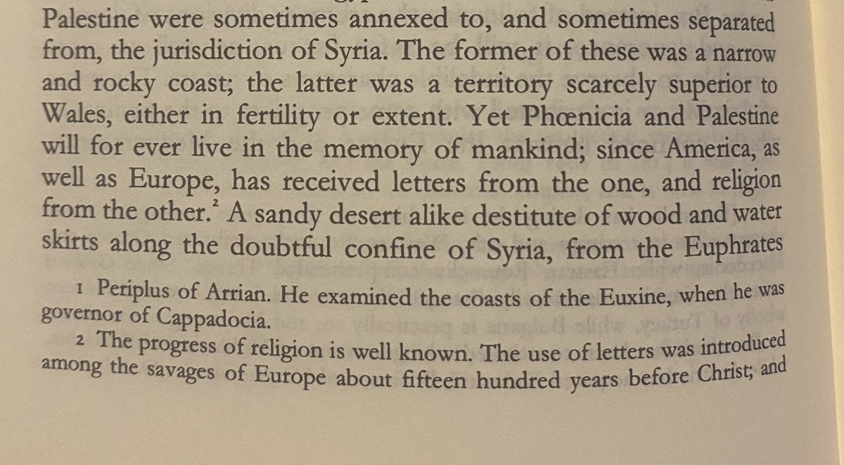 DarrarAbyadi's tweet image. Passage from “The Decline and Fall of the Roman Empire” authored by Edward Gibbon, first published in 1776.
“Yet Phoenicia and Palestine will forever live in the memory of mankind; since America, as well as Europe, has received letters from one, and religion from the other” 🇵🇸