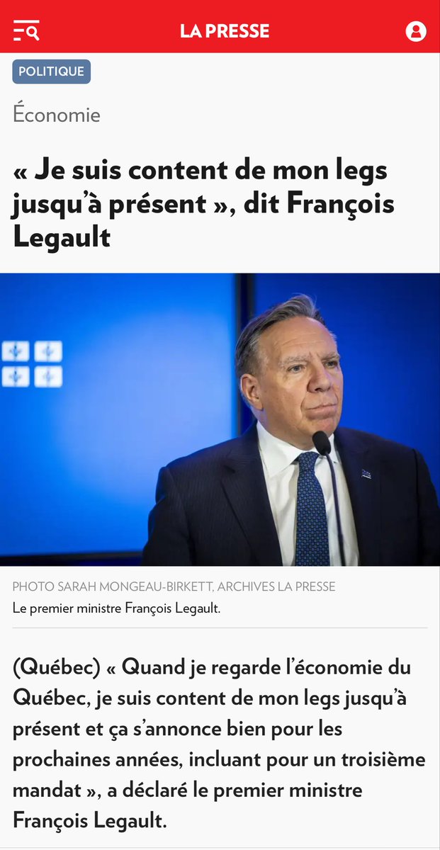 E_Duhaime's tweet photo. François Legault fier de son leg???

Le pire déficit de l’histoire du Québec à 13,6 milliards $.

Le Québec décoté par une agence de notation.

Le scandale de SAAQclic à 1,1 milliards $.

Les fiascos de Northvolt à 720 millions $ et de Lion électrique à 450 millions $.

10,000 employés de plus dans la fonction publique alors qu’il avait promis de la réduire de 5000 employés.

Les mensonges au sujet du 3e lien.

La hausse de l’immigration incontrôlée.

L’imposition d’une taxe carbone qui nous fait payer l’essence plus cher que partout ailleurs au Canada.

L’interdiction d’exploiter notre gaz naturel en vue d’enrichir le Québec.

La crise du logement qui prive les jeunes d’un accès à la propriété.

L’inflation qui appauvrit les familles tous les mois.

La promesse reniée d’additionner le privé en santé.

Pas de quoi être fier. François Legault va passer à l’histoire comme le pire des premiers ministres.

#JeMeSouviens