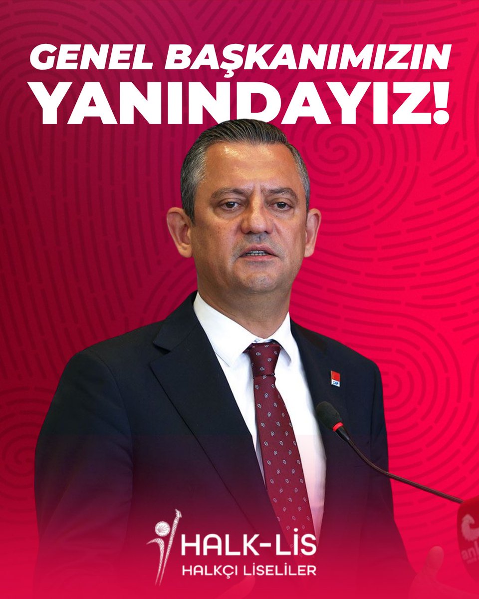 halklisgm's tweet photo. Halkın iradesini temsil eden, demokrasiyi ve adaleti savunan bir lider olan Genel Başkanımız Sayın Özgür Özel’e yönelik başlatılan soruşturmayı takip ediyoruz.

Bu girişimler, ifade özgürlüğünü ve demokratik siyaseti hedef alan, halkın sesini kısmaya yönelik baskıcı adımlardır. Biz Halkçı Liseliler olarak, Genel Başkanımızın her zaman halktan ve hakikatten yana duruşunun yanındayız.

Adaleti savunmaktan, eşitlik ve özgürlük mücadelesinden bir adım geri atmayacağız. Sayın Özgür Özel yalnız değildir!