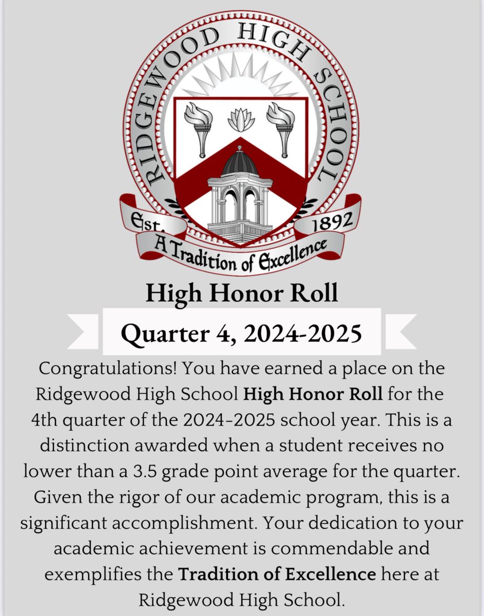 Proud to be on the high honor roll for the fourth quarter in a row.