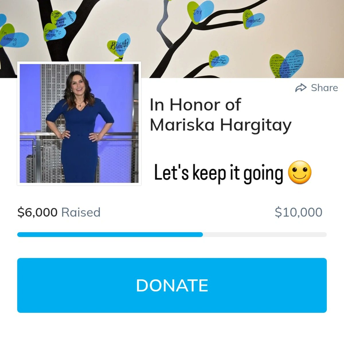 NatashaFromNZ1's tweet image. Want to honor #MariskaHargitay's advocacy efforts with us? Let's all make a donation to @TheJHF and leave a message with it. $6k currently. New goal is 10k by Feb. Let's keep making a difference to DV and SA survivors. New link name and share: 💚💙 give.joyfulheartfoundation.org/MariskaHargita…