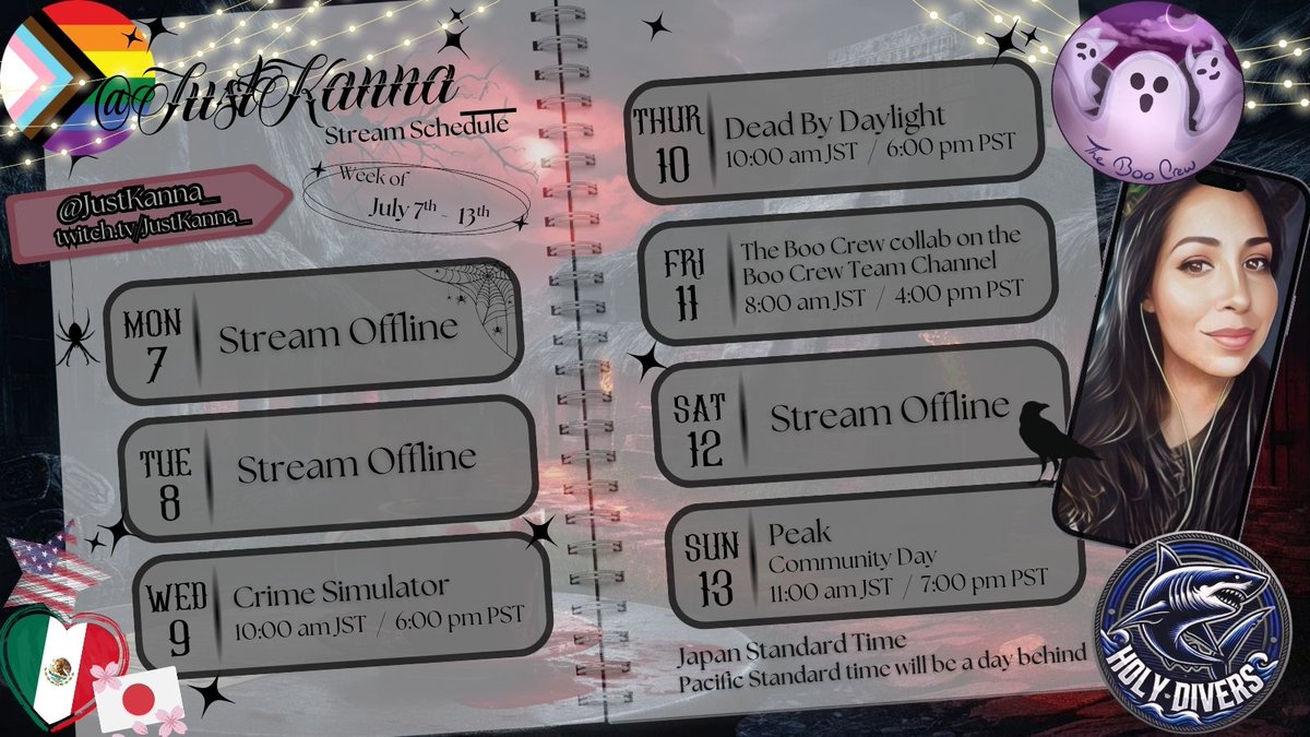 Here's the schedule for the week 🖤