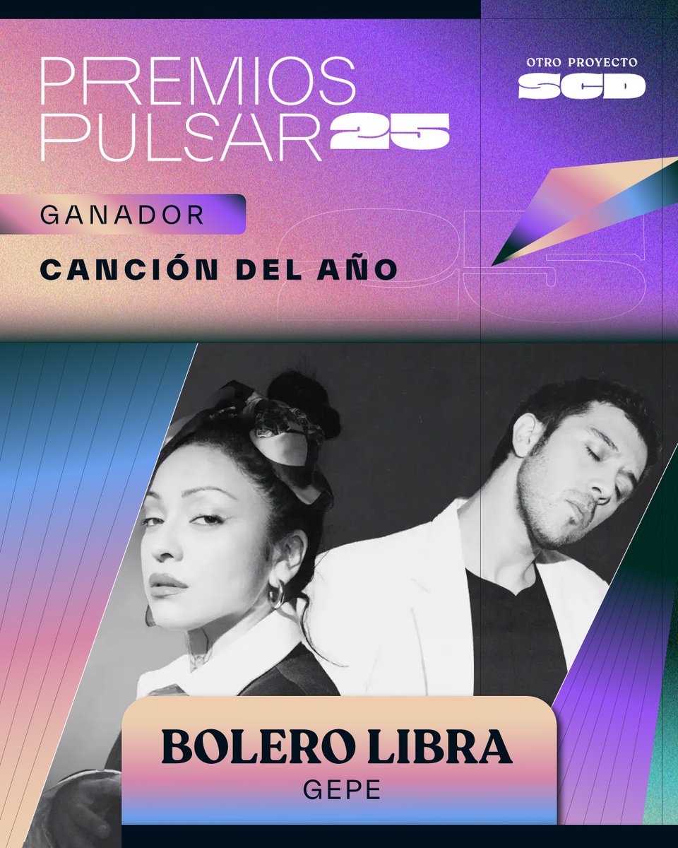 Premios Pulsar (@pulsarcl) on Twitter photo 🏆 <a href="/gepegepegepe/">gepe gepe gepe</a> ese queda con el #PremioPulsar2025 en la categoría #CanciónDelAño
🌟En esta categoría, triunfa con "Bolero Libra", un tema lleno de sensibilidad grabado junto a otra gran artista nacional: <a href="/monlaferte/">Mon Laferte</a>
👉 Disfruta de los #PremiosPulsar por TVN y Radio Bío Bío. 🏆 <a href="/gepegepegepe/">gepe gepe gepe</a> ese queda con el #PremioPulsar2025 en la categoría #CanciónDelAño
🌟En esta categoría, triunfa con "Bolero Libra", un tema lleno de sensibilidad grabado junto a otra gran artista nacional: <a href="/monlaferte/">Mon Laferte</a>
👉 Disfruta de los #PremiosPulsar por TVN y Radio Bío Bío.