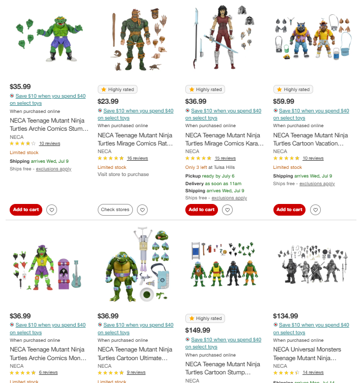 FLYGUY's tweet photo. 🔔Decent prices and range of TMNT you can get $10 off with 🎯Target circle week deals RN.
➡️ TARGET https://t.co/yFmqZ90S0u
#tmnt #ad #targetcircleweek https://t.co/A8tvEfaEtt