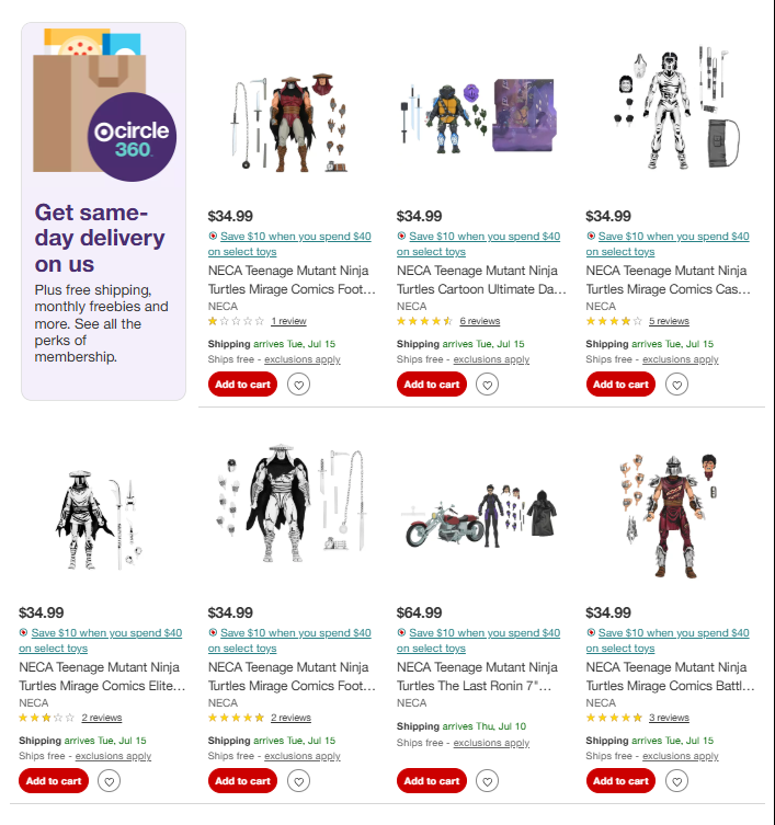 FLYGUY's tweet photo. 🔔Decent prices and range of TMNT you can get $10 off with 🎯Target circle week deals RN.
➡️ TARGET https://t.co/yFmqZ90S0u
#tmnt #ad #targetcircleweek https://t.co/A8tvEfaEtt