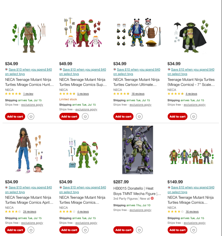 FLYGUY's tweet photo. 🔔Decent prices and range of TMNT you can get $10 off with 🎯Target circle week deals RN.
➡️ TARGET https://t.co/yFmqZ90S0u
#tmnt #ad #targetcircleweek https://t.co/A8tvEfaEtt
