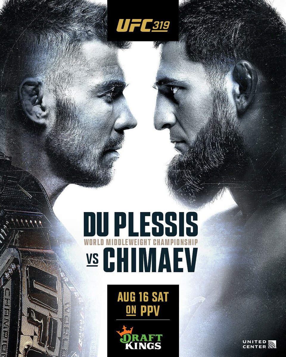 Your #UFC319 poster is here 🤩

🇿🇦 Dricus Du Plessis vs Khamzat Chimaev 🇦🇪