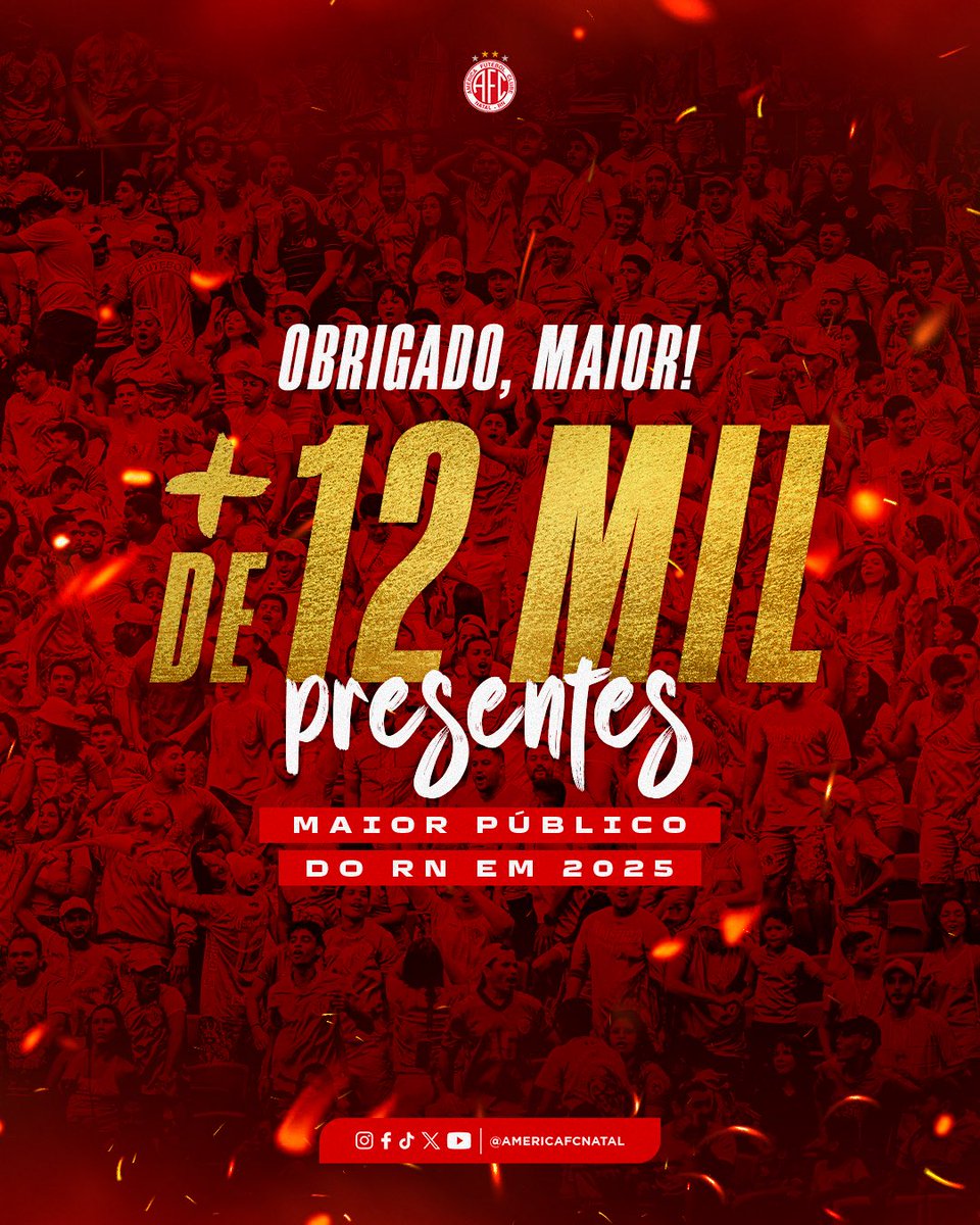Obrigado, MAIOR! 🔴⚪

Mais de 12 mil presentes e recorde de público do Rio Grande do Norte em 2025 quebrado! 💥

Seguimos firmes e juntos! No próximo domingo, temos mais uma batalha em casa e vamos juntos mais uma vez até o fim! 🇦🇹🔥