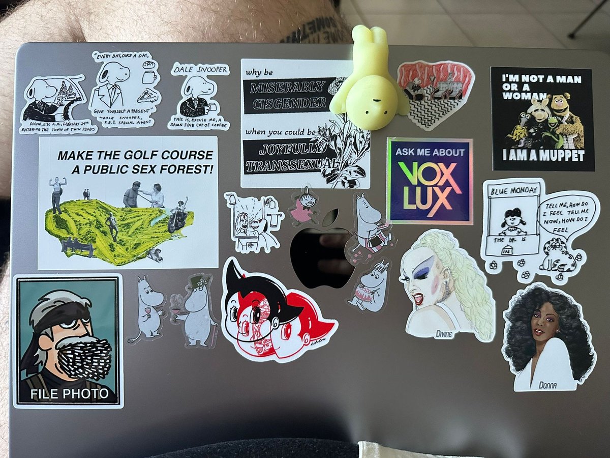 feels like my laptop is hitting maximum sticker capacity and i'm thrilled about the chaotic layout