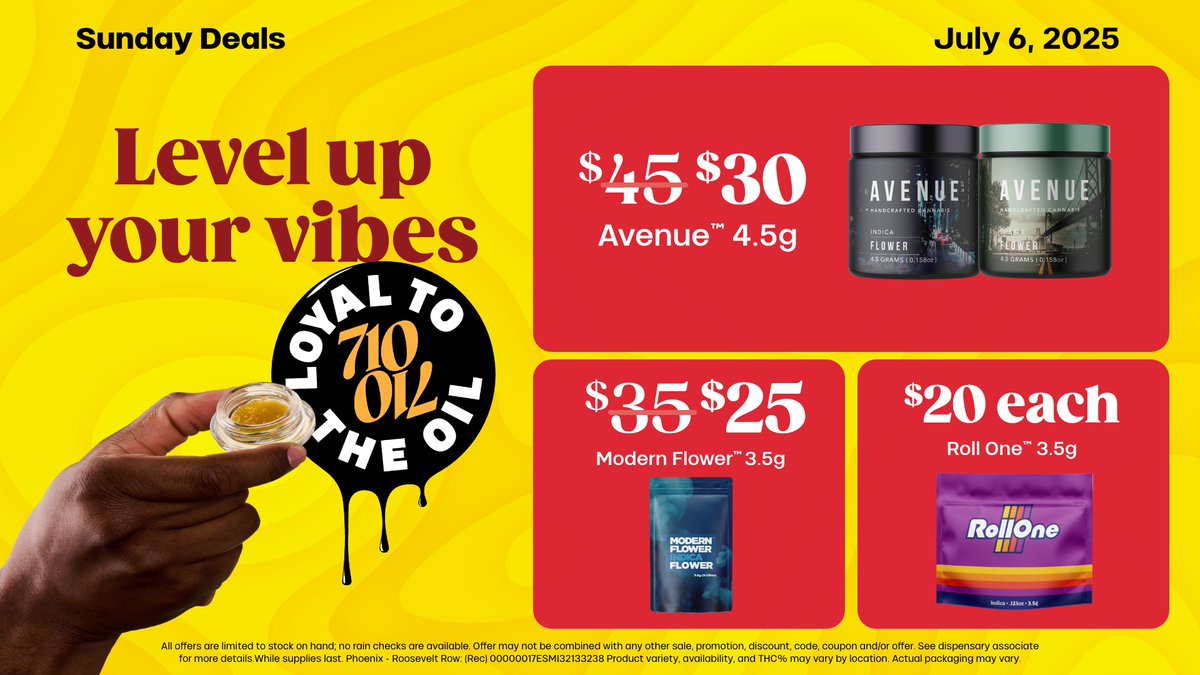 trulieve_az's tweet image. 🔥 Level up your vibes and stay loyal to the oil! 🫶✨ Today’s deals bring the heat — perfect for your chill Sunday sesh. 🌞💨
trulieve.com/discover/promo…
