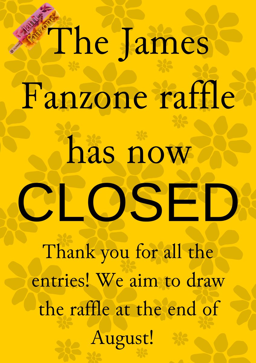 james_fanzone's tweet image. The James Fanzone raffle has now CLOSED!
No more entries can be taken.
THANK YOU to everyone who has bought tickets.
We will announce a grand total of money raised after the raffle draw once all prizes have been sent to the winners.